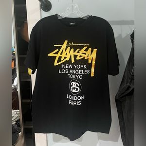 Stussy Black and Gold World Tour Shirt